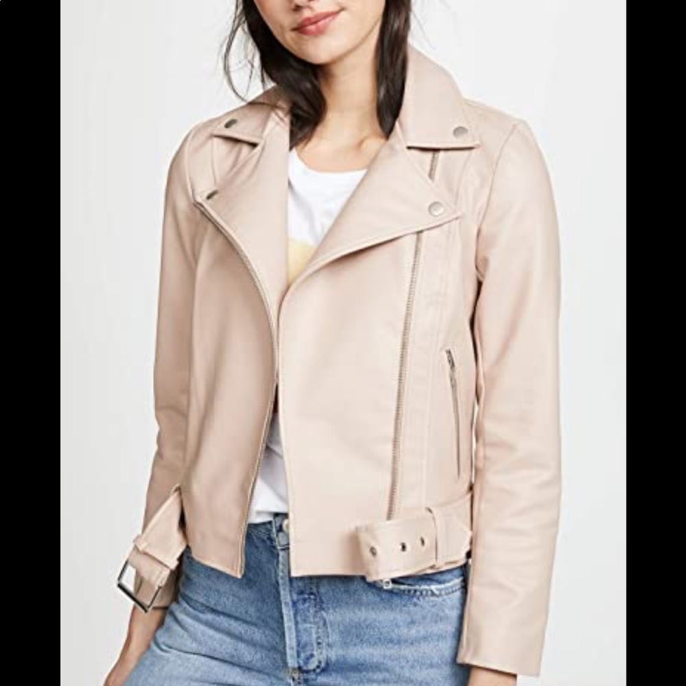 NWT BB DAKOTA Women's Guest List Texture Vegan Leather Moto with Belt